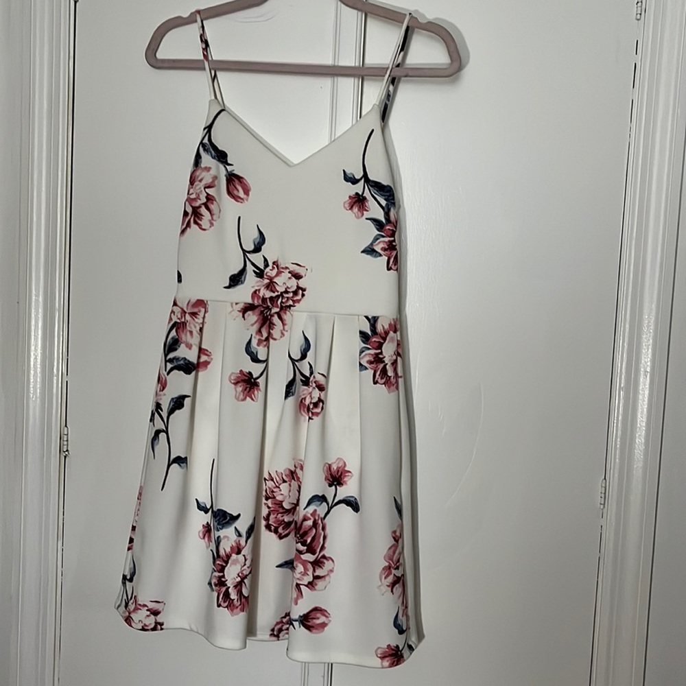 Floral, spaghetti strap mini dress